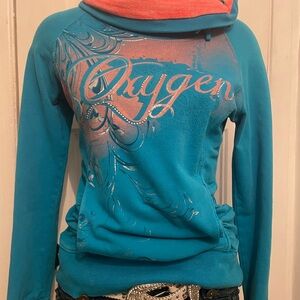 Women's Teal and Coral Hoodie